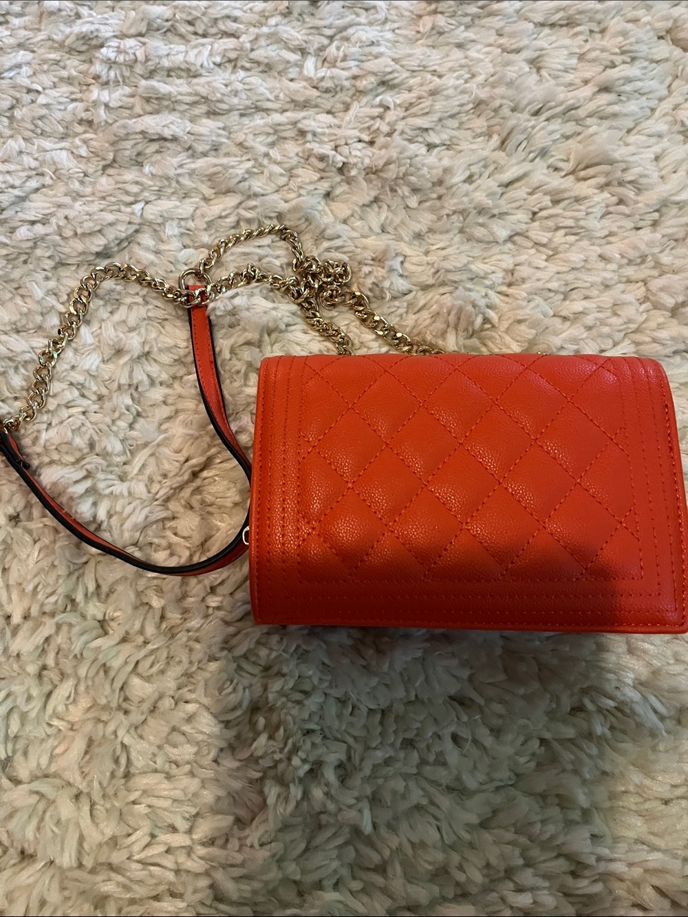 Orange Quilted Chain Crossbody Bag - Picture 5 of 6